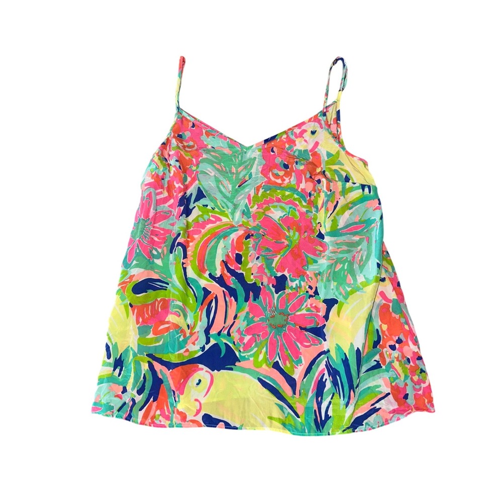 Lilly Pulitzer‎ Tank Top Womens C-Small Zoe Silk Tropical Floral Summer Resort